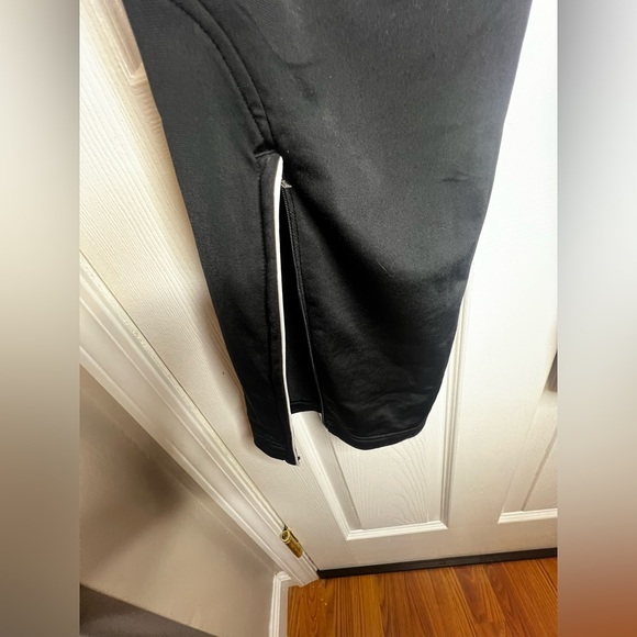Vtg adidas Women's Medium Black 3 Stripe Warmup Track Pants UK 14 Zip Hem M - Picture 3 of 13